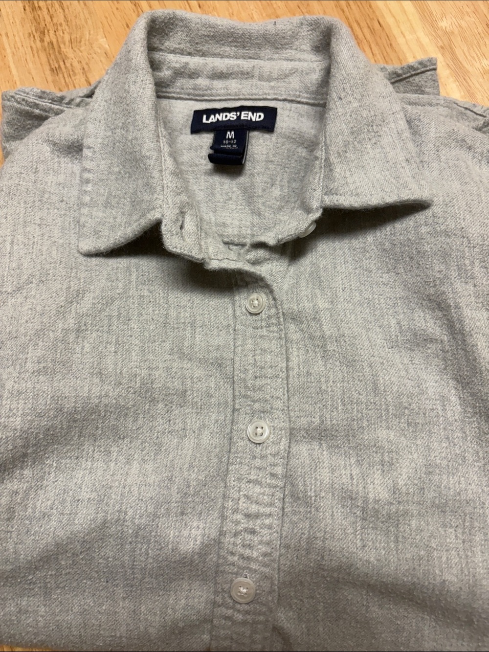 Lands' End Men's Light Gray Casual Button-Down Shirt